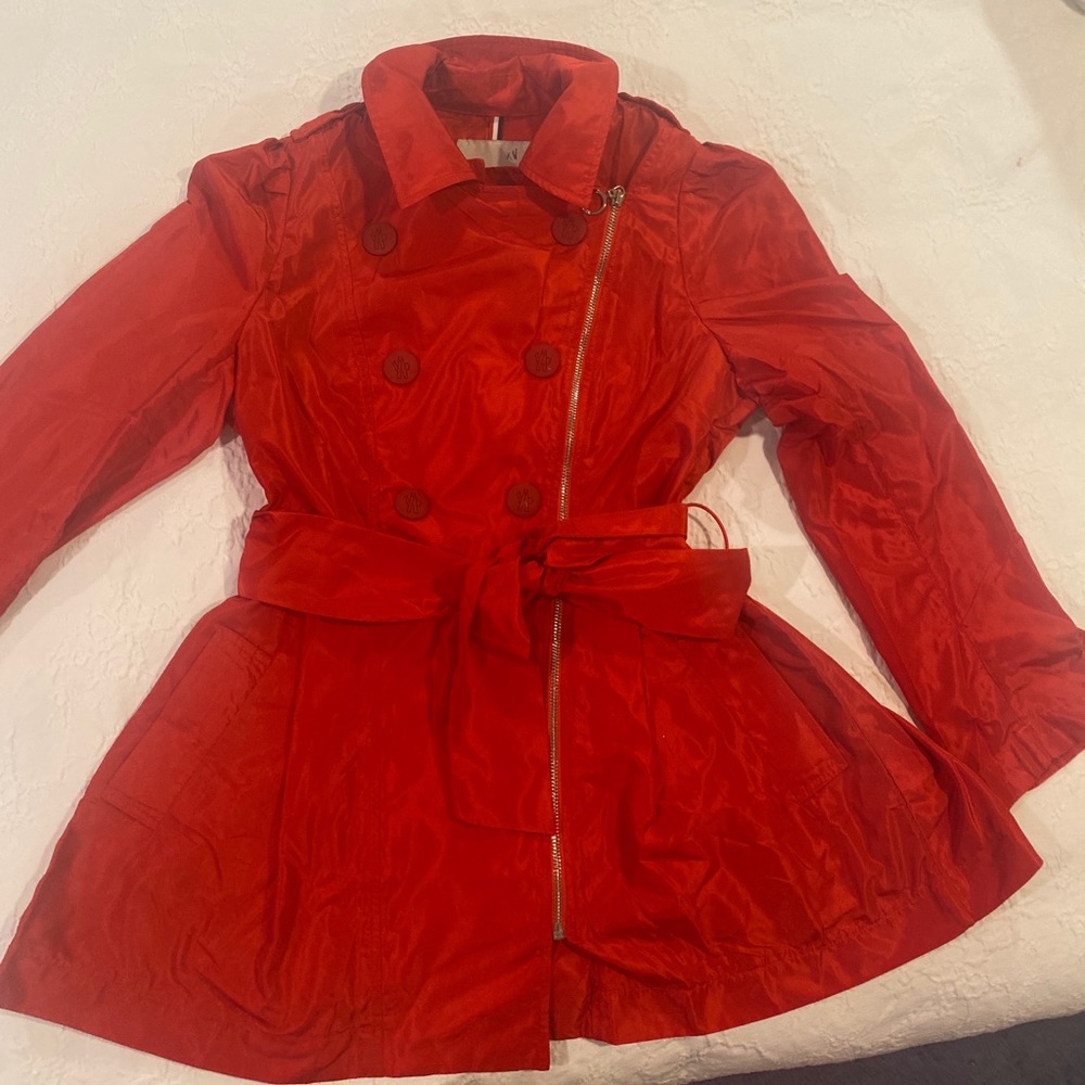 Moncler red trench coat size small